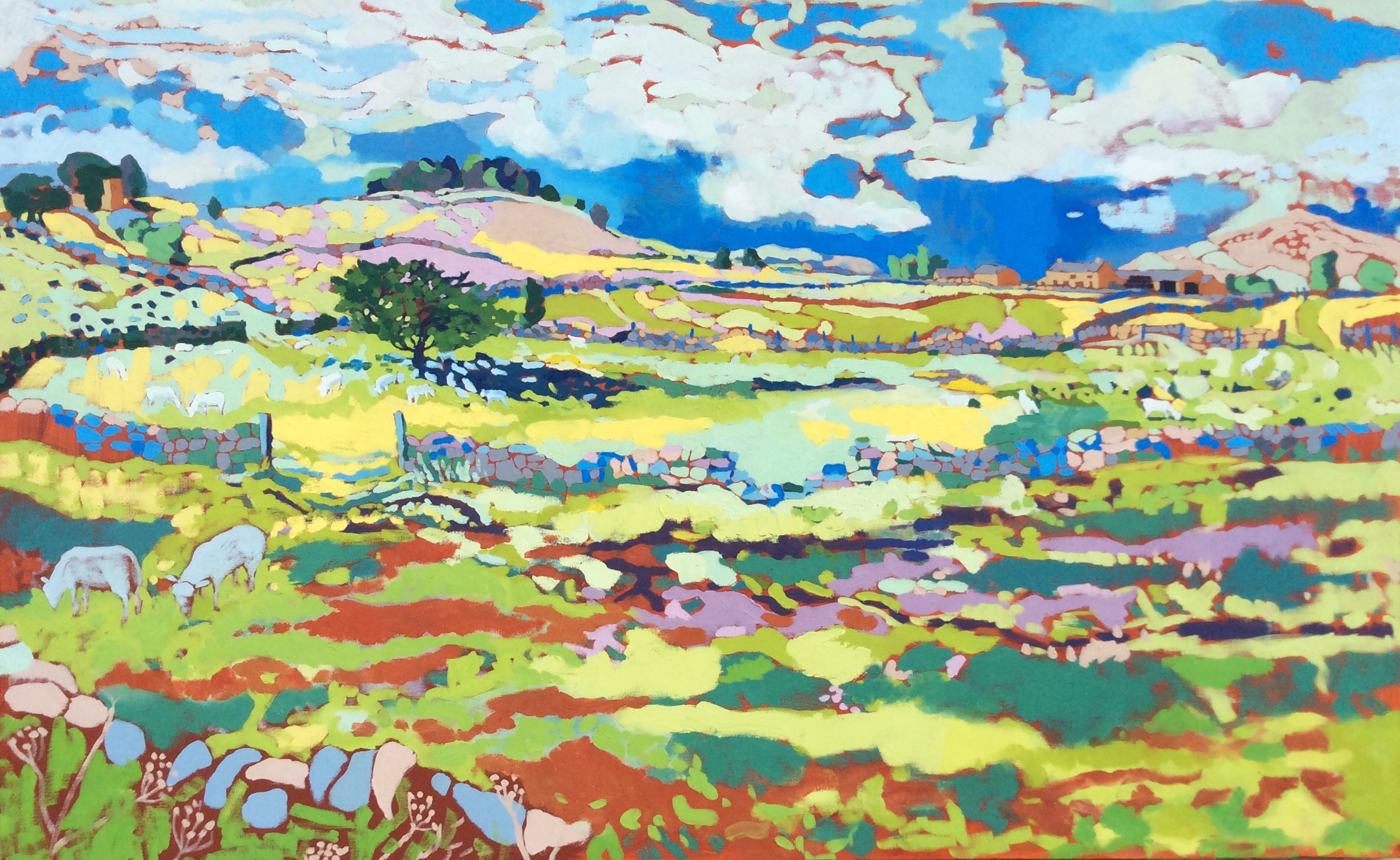 Summer Fields Alstonefield. Oil on canvas. 100 x 161.5 cm