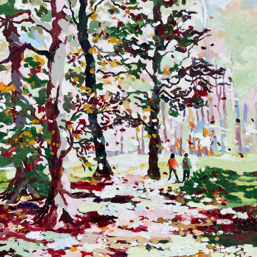 Autumn Leaves in the Wind. Oil on canvas. 120 x 80 cm.