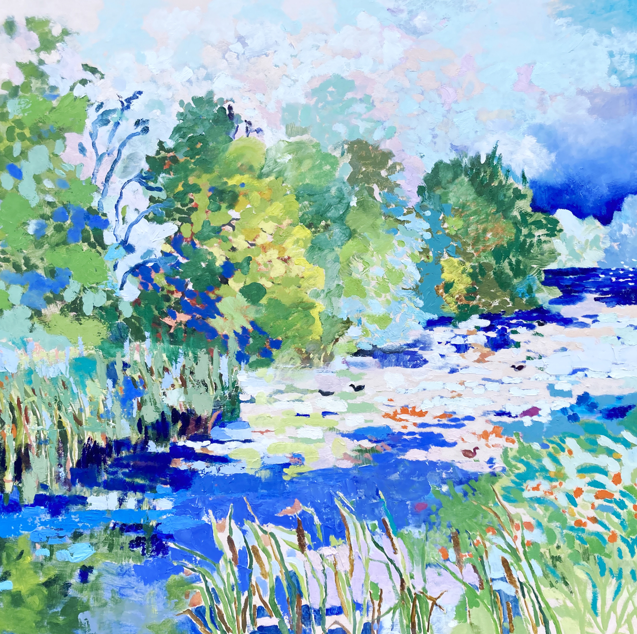 The River at Kedleston Park. Oil on canvas. 100 x 100cm.