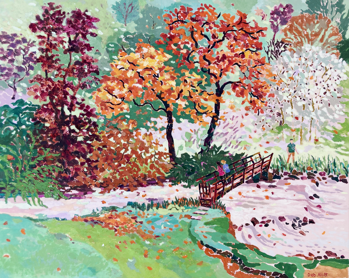 Bridge Over the River Dove, Autumn Leaves. Oil on canvas. 80 x 100 cm