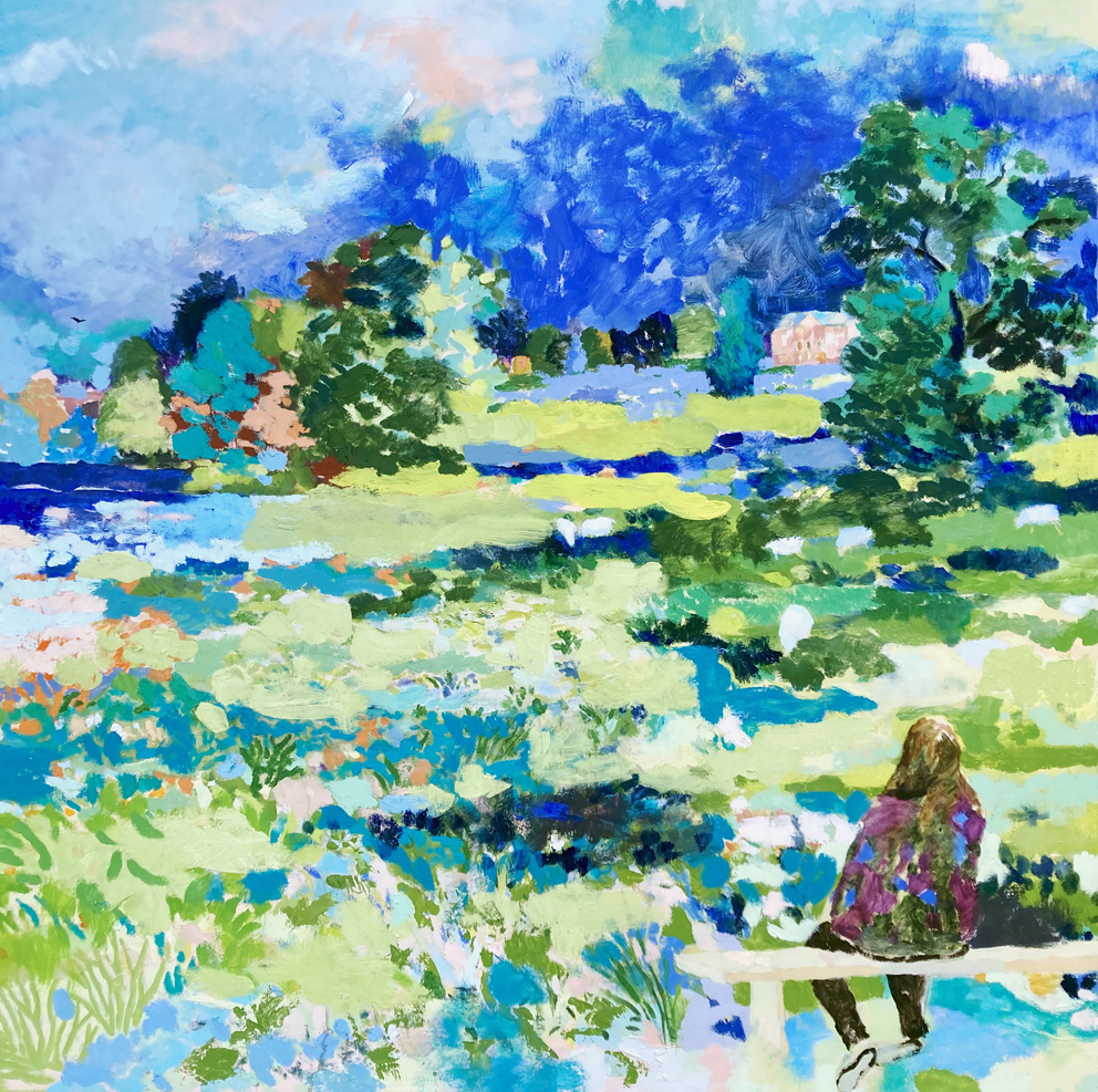 Kedleston Park, Blustery Day. Oil on canvas. 100 x 100 cm