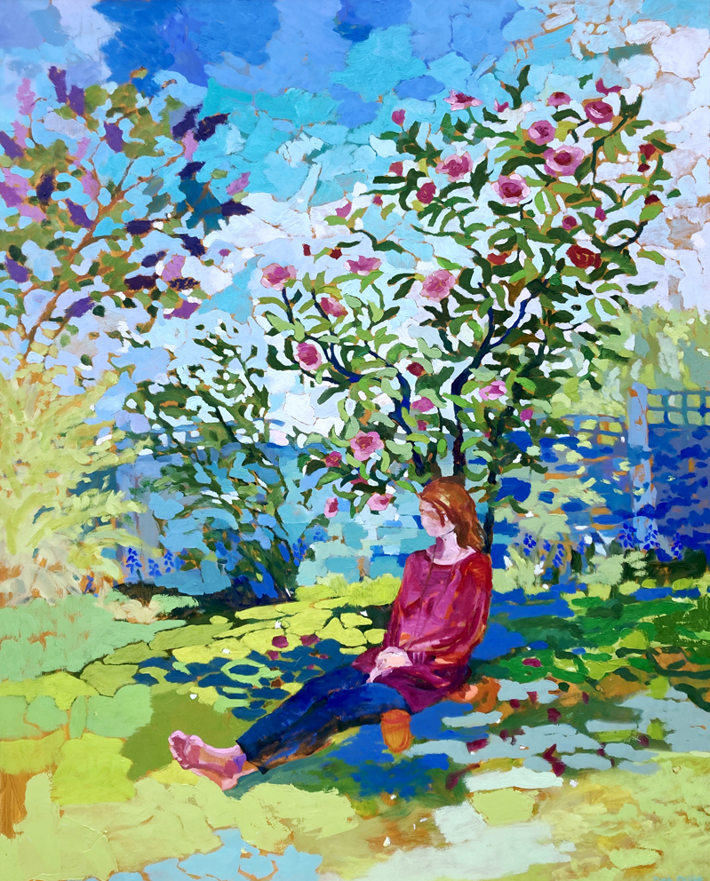Sophie Sitting Beneath the Camellia Tree. Oil on canvas. 100 x 80 cm